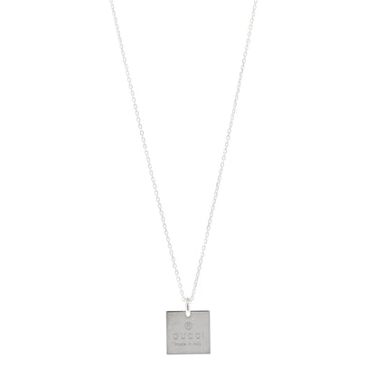 Gucci Sterling Silver Trademark Logo Square Pendant Necklace 1 of 5