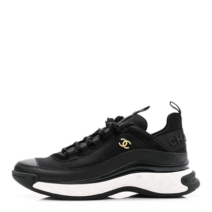 Chanel Velvet Calfskin Mixed Fibers CC Sneakers 39.5 Black 1 of 8