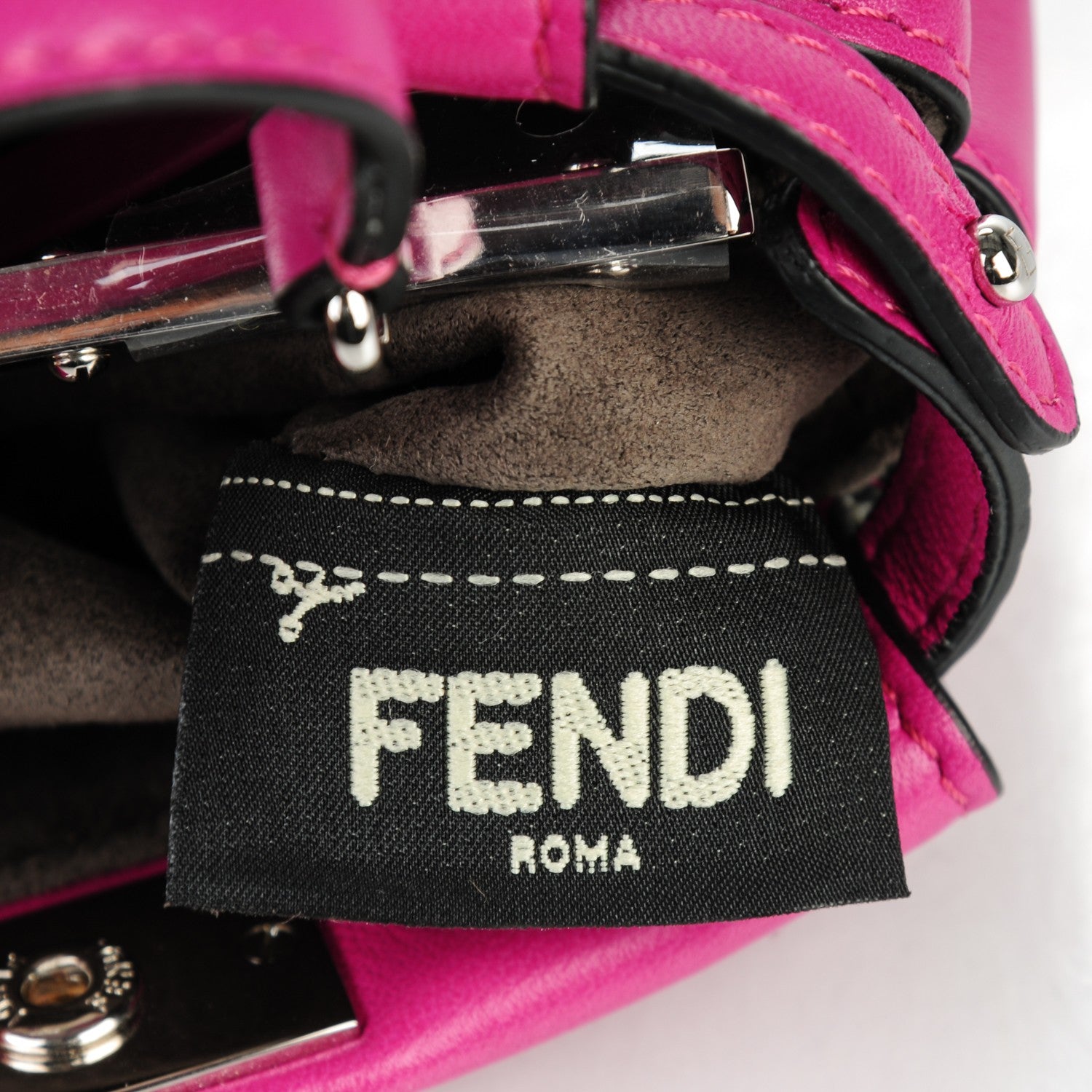 Fendi Nappa Micro Peekaboo Iconic Satchel Magenta 5 of 9