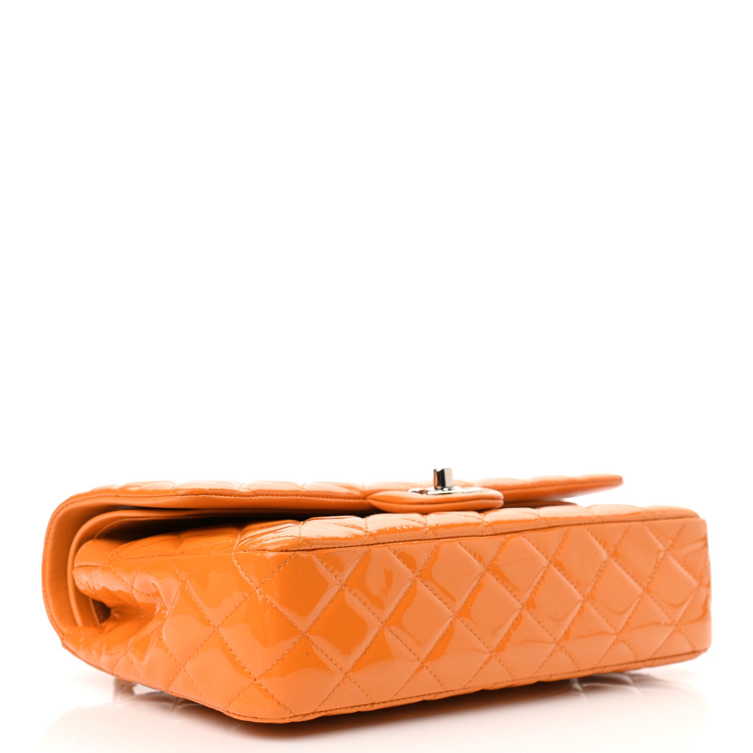 Chanel Patent Quilted Medium Double Flap Orange 3 of 11