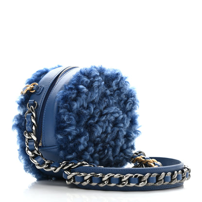 Chanel Shearling Sheepskin Chanel 19 Round Clutch With Chain Blue 2 of 7