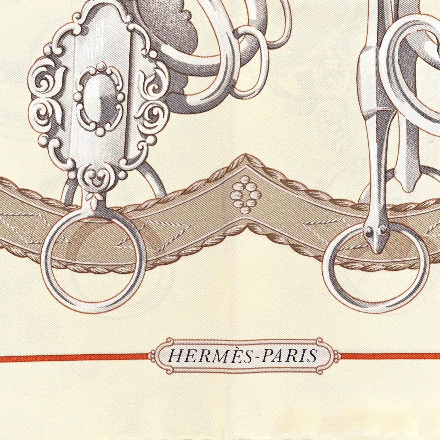 Hermes Silk Lift Profile Scarf 90 Creme Beige Gris 2 of 3