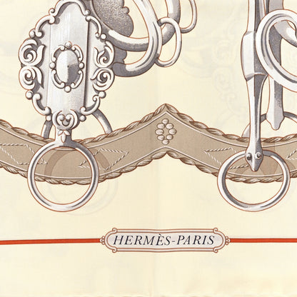 Hermes Silk Lift Profile Scarf 90 Creme Beige Gris 2 of 3