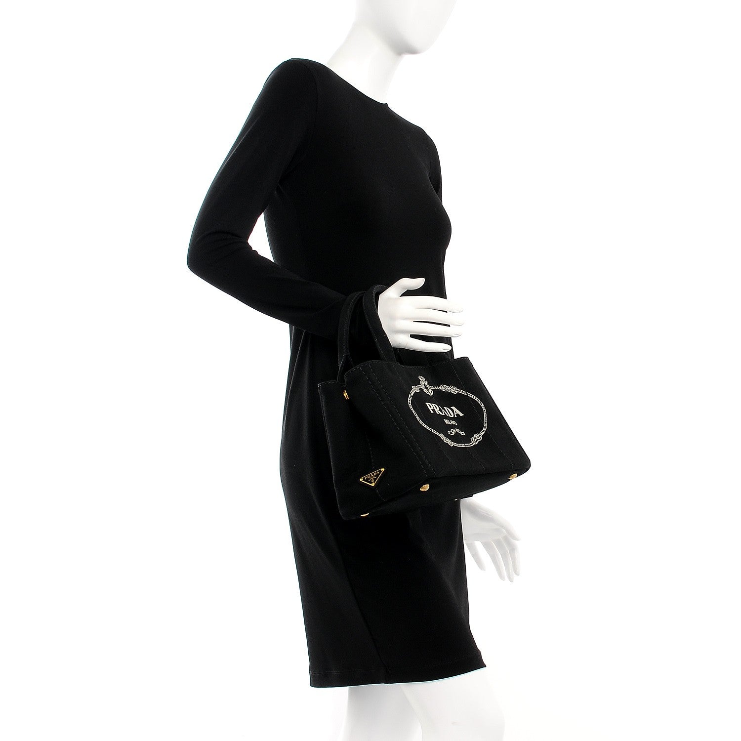 Prada Canapa Small Logo Tote Black 2 of 8