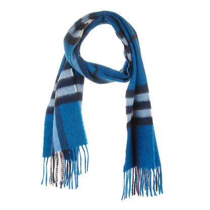 Burberry Cashmere Giant Check Fringe Scarf Blue 1 of 4
