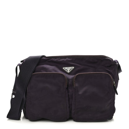Prada Tessuto Nylon Saffiano Messenger Bag Purple 1 of 10