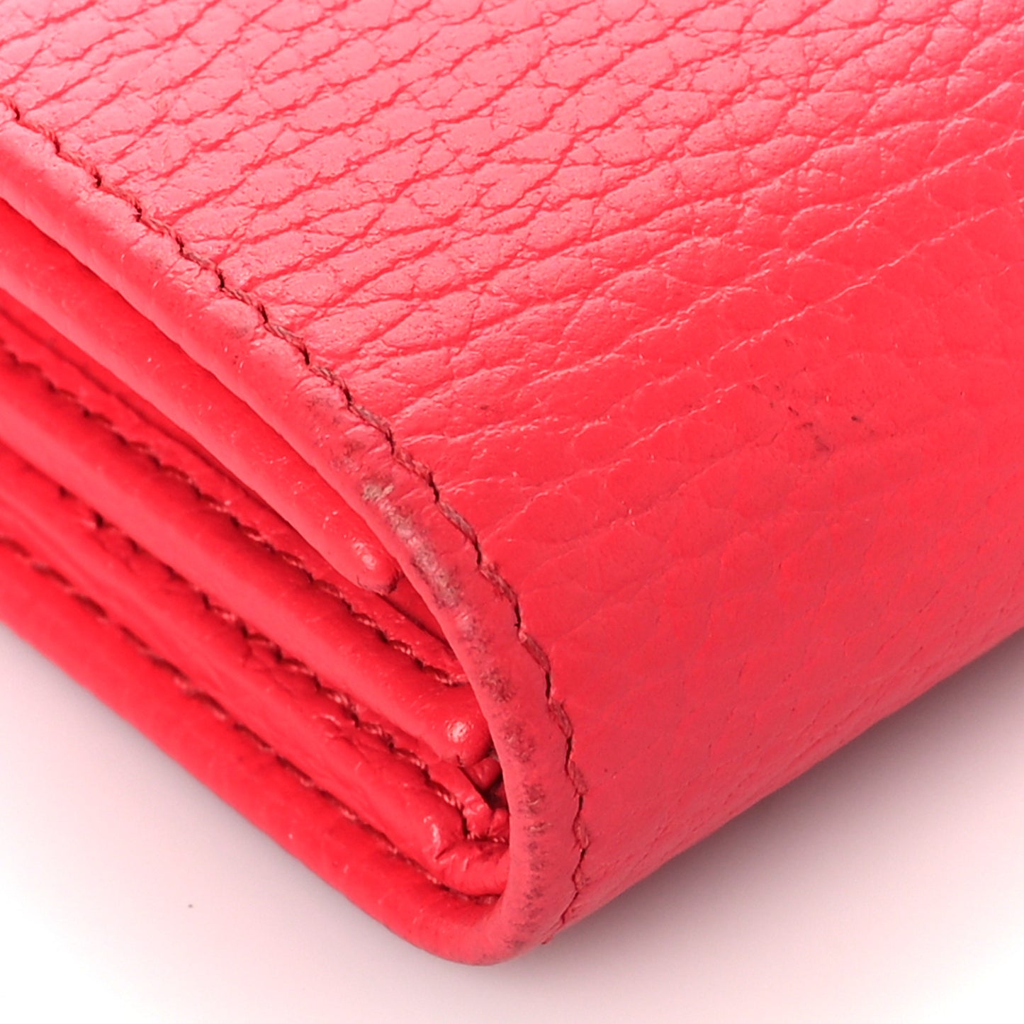 Dollar Calfskin Enamel Monochrome Medium GG Marmont Wallet Runway Coral