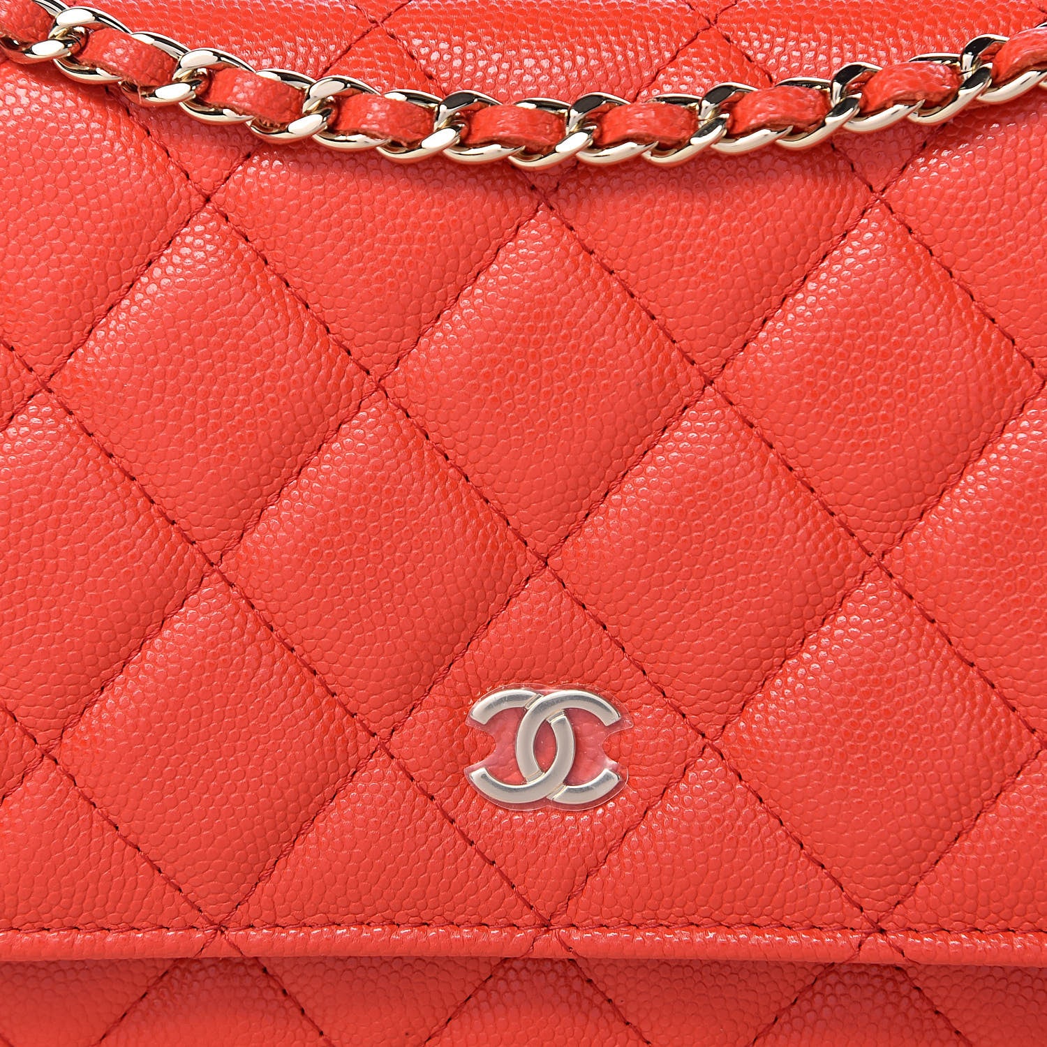 Chanel Caviar Quilted Wallet on Chain WOC Red 11 of 12
