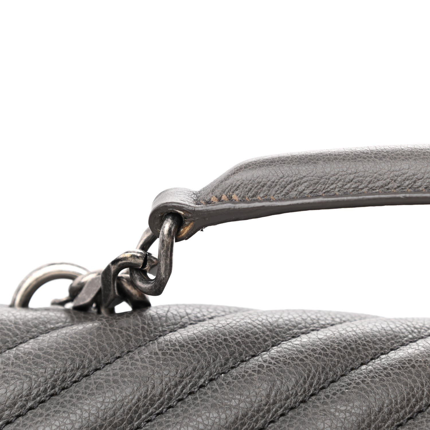 Saint Laurent Sheepskin Matelasse Chevron Monogram Large College Satchel Dark Anthracite 13 of 14