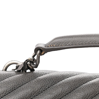 Saint Laurent Sheepskin Matelasse Chevron Monogram Large College Satchel Dark Anthracite 13 of 14