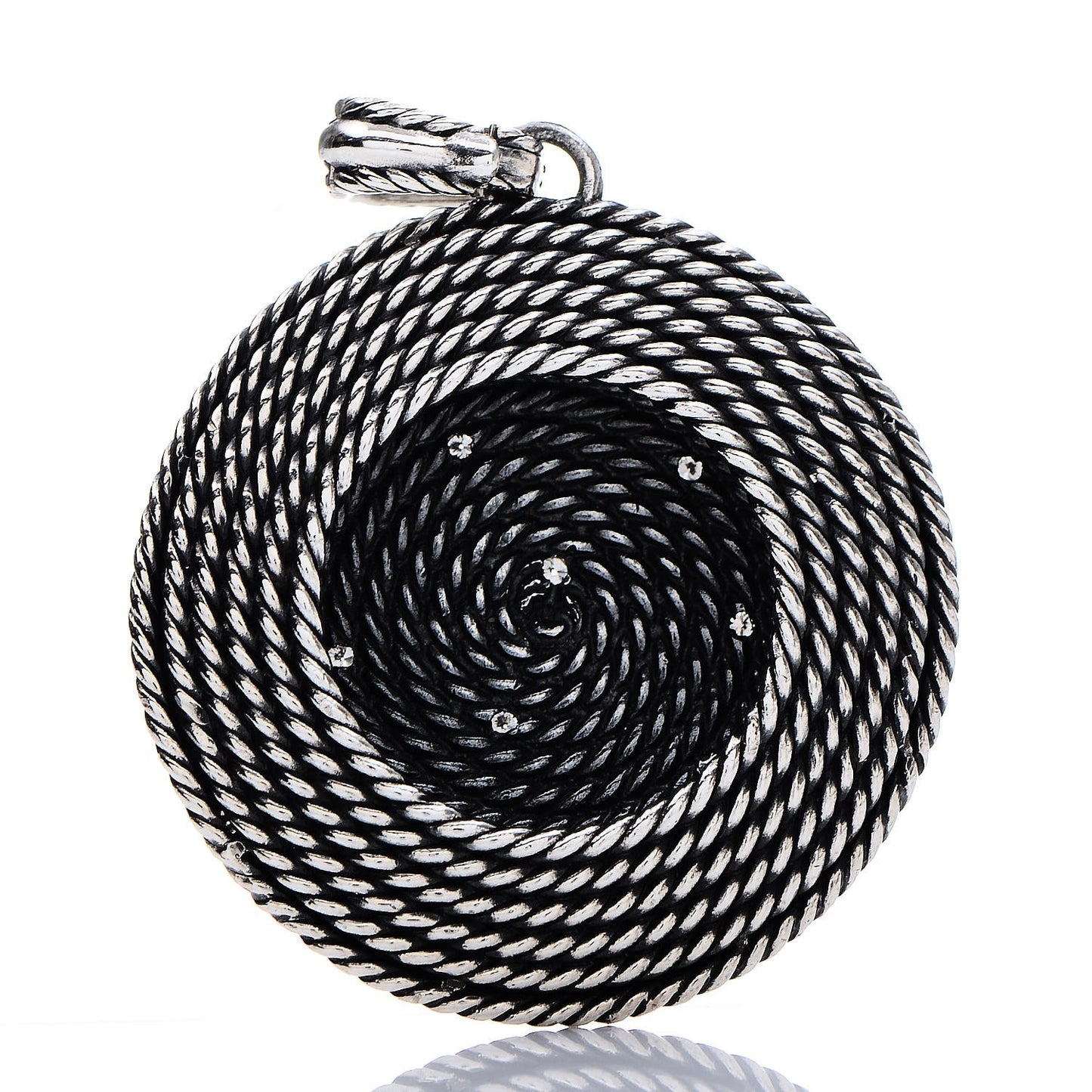 Sterling Silver Diamond Large Cable Coil Pendant