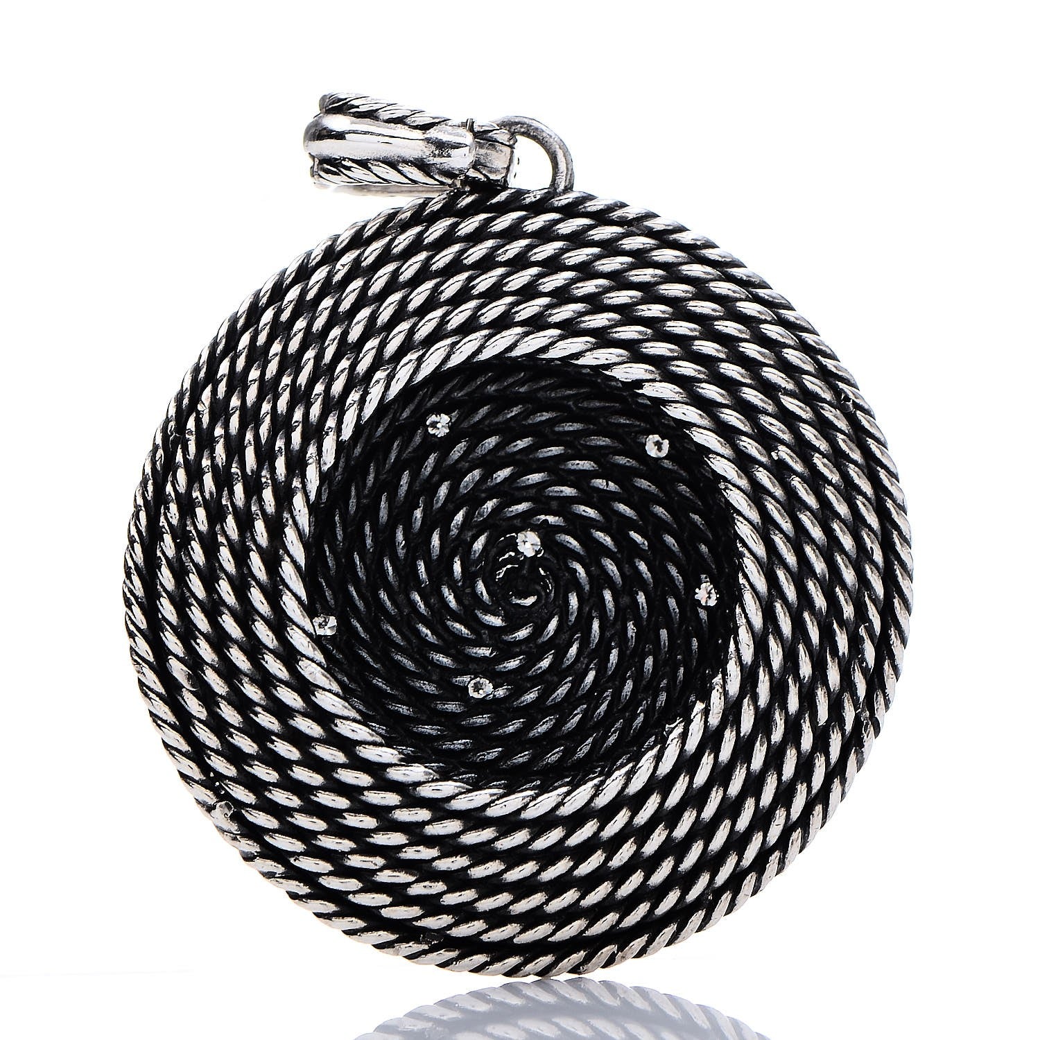 David Yurman Sterling Silver Diamond Large Cable Coil Pendant 3 of 4