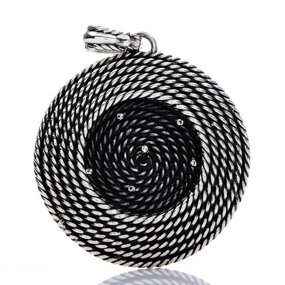 David Yurman Sterling Silver Diamond Large Cable Coil Pendant 3 of 4
