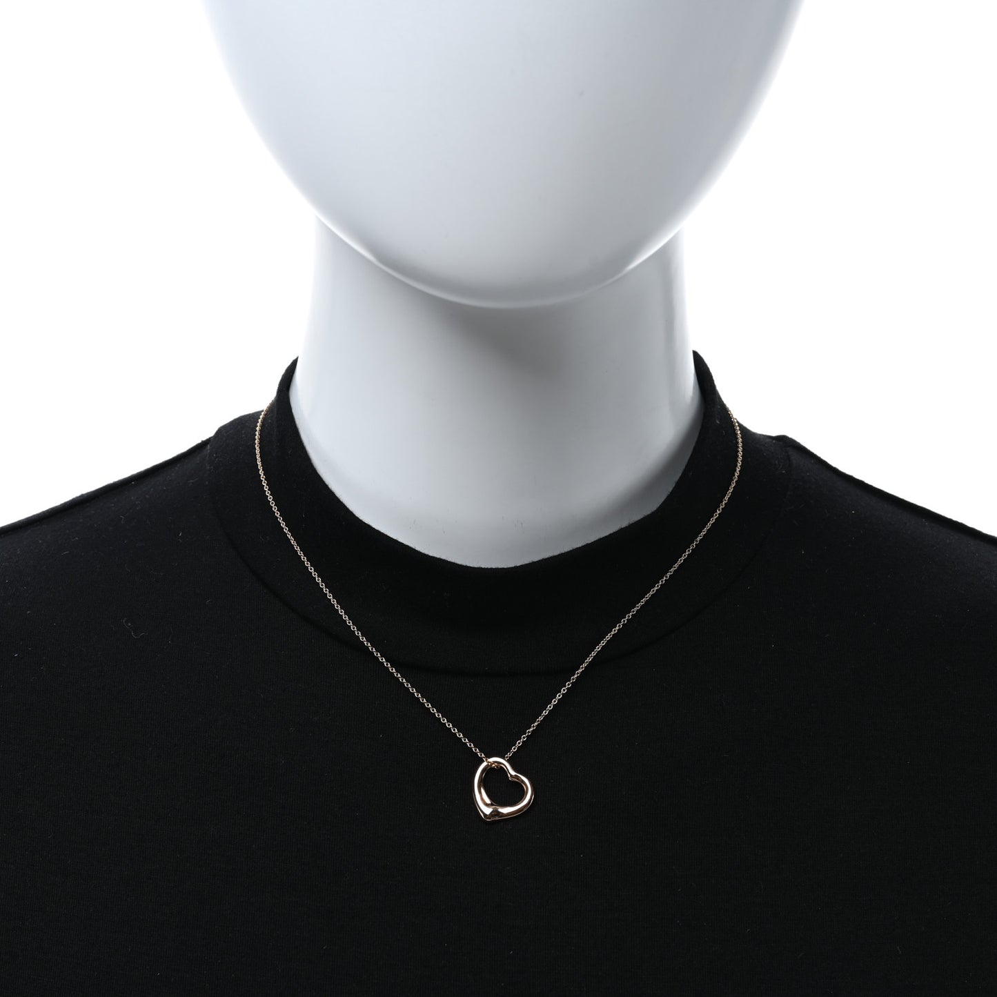 18K Rose Gold 16mm Elsa Peretti Open Heart Pendant Necklace