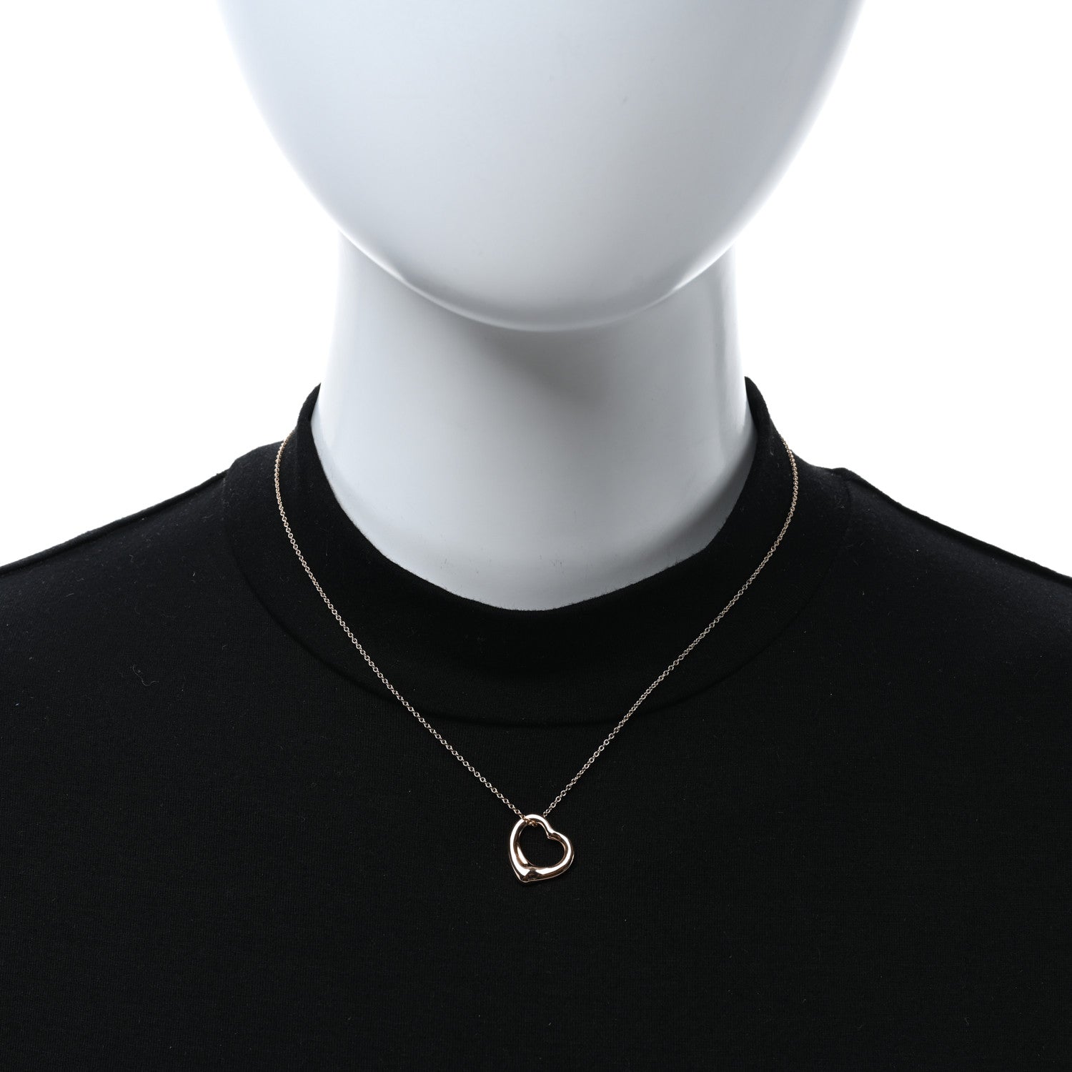 Tiffany 18K Rose Gold 16mm Elsa Peretti Open Heart Pendant Necklace 3 of 5