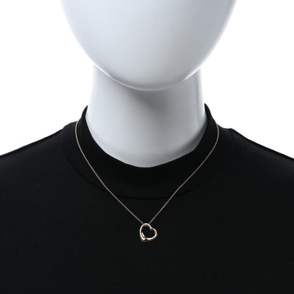 Tiffany 18K Rose Gold 16mm Elsa Peretti Open Heart Pendant Necklace 3 of 5