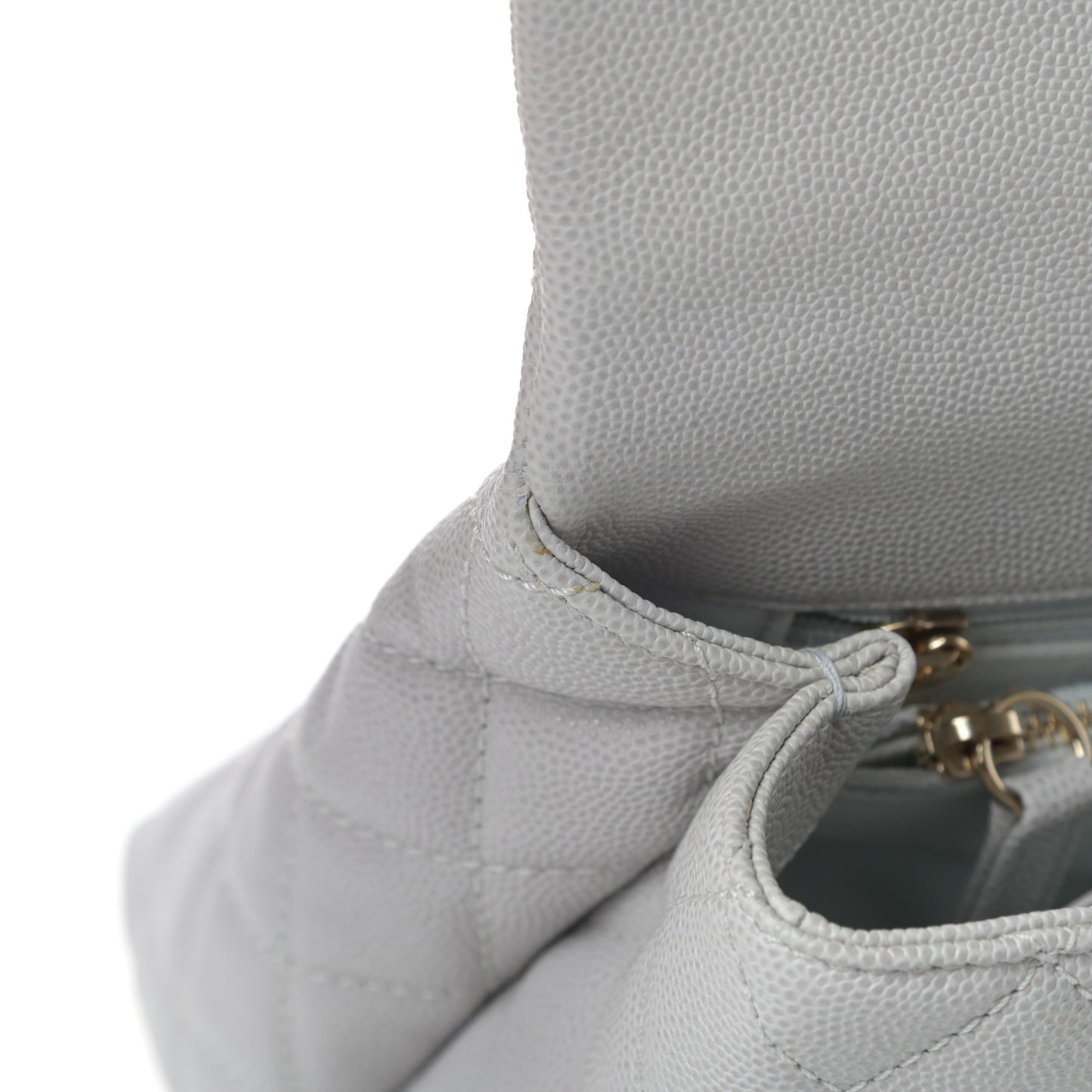 Caviar Quilted Small Coco Handle Flap Light Grey