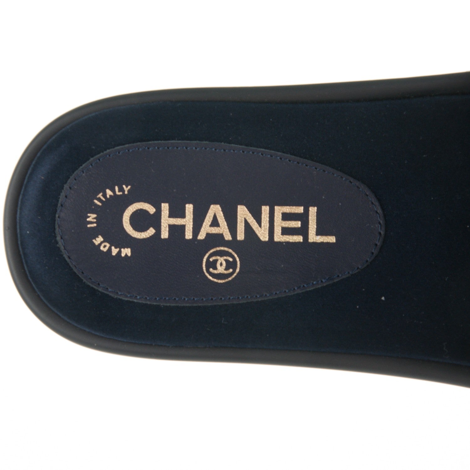 Chanel Lambskin Canvas Chain Flat Sandals 37 Marine 6 of 7
