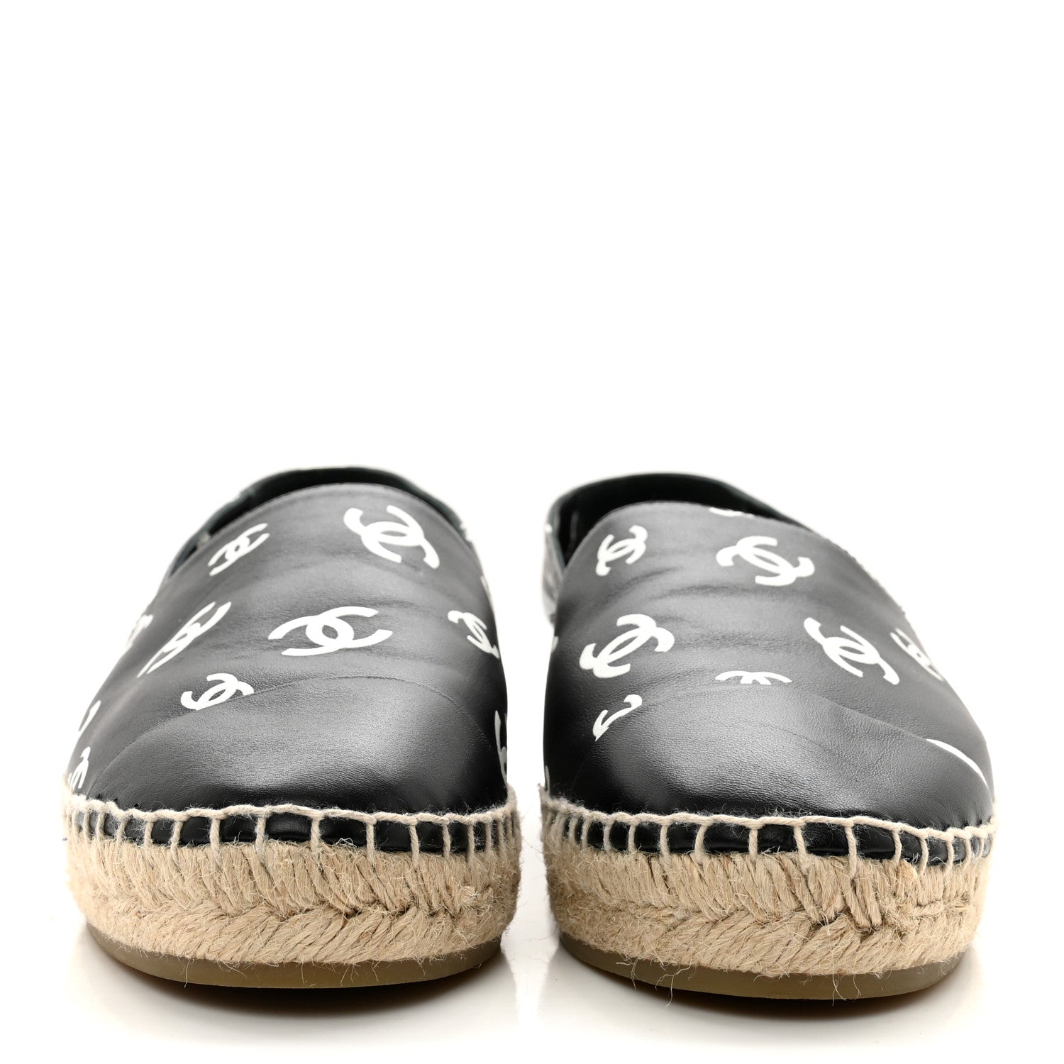Chanel Lambskin Printed CC Espadrilles 40 Black White 2 of 10
