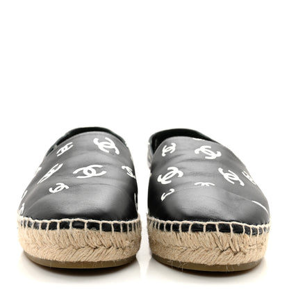 Chanel Lambskin Printed CC Espadrilles 40 Black White 2 of 10