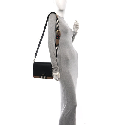 Burberry Derby Calfskin House Check Mackford Crossbody Bag Black 2 of 10