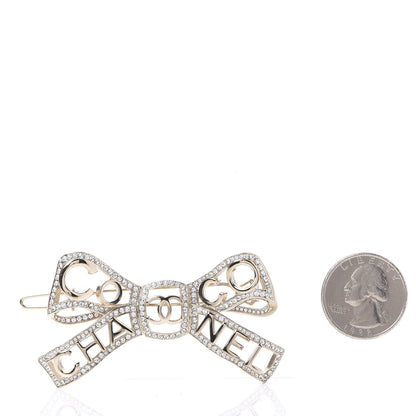 Chanel Metal Crystal Bow-tiful CC Hair Clip Gold 2 of 4