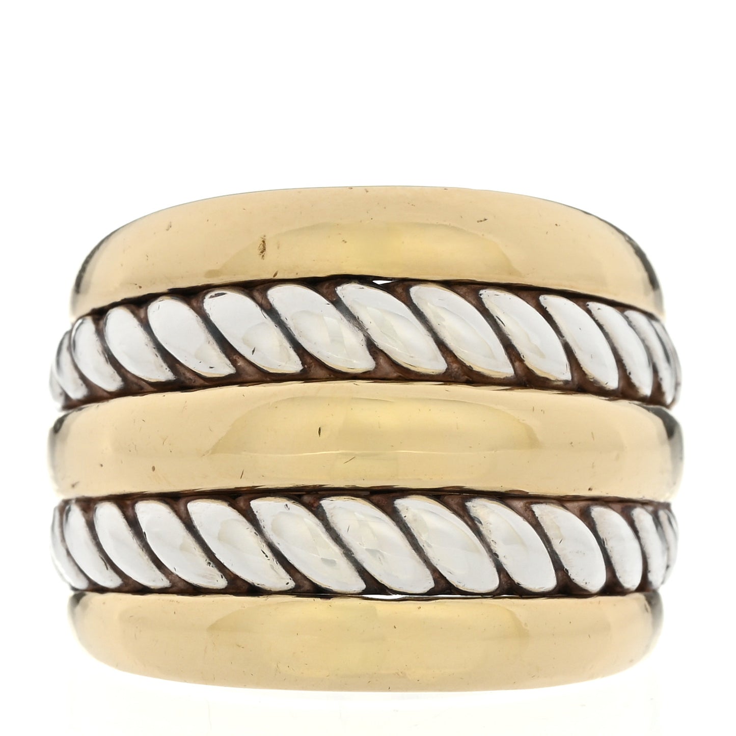 Sterling Silver 18K Yellow Gold 18mm Five-Row Cable Ring 53 6.5