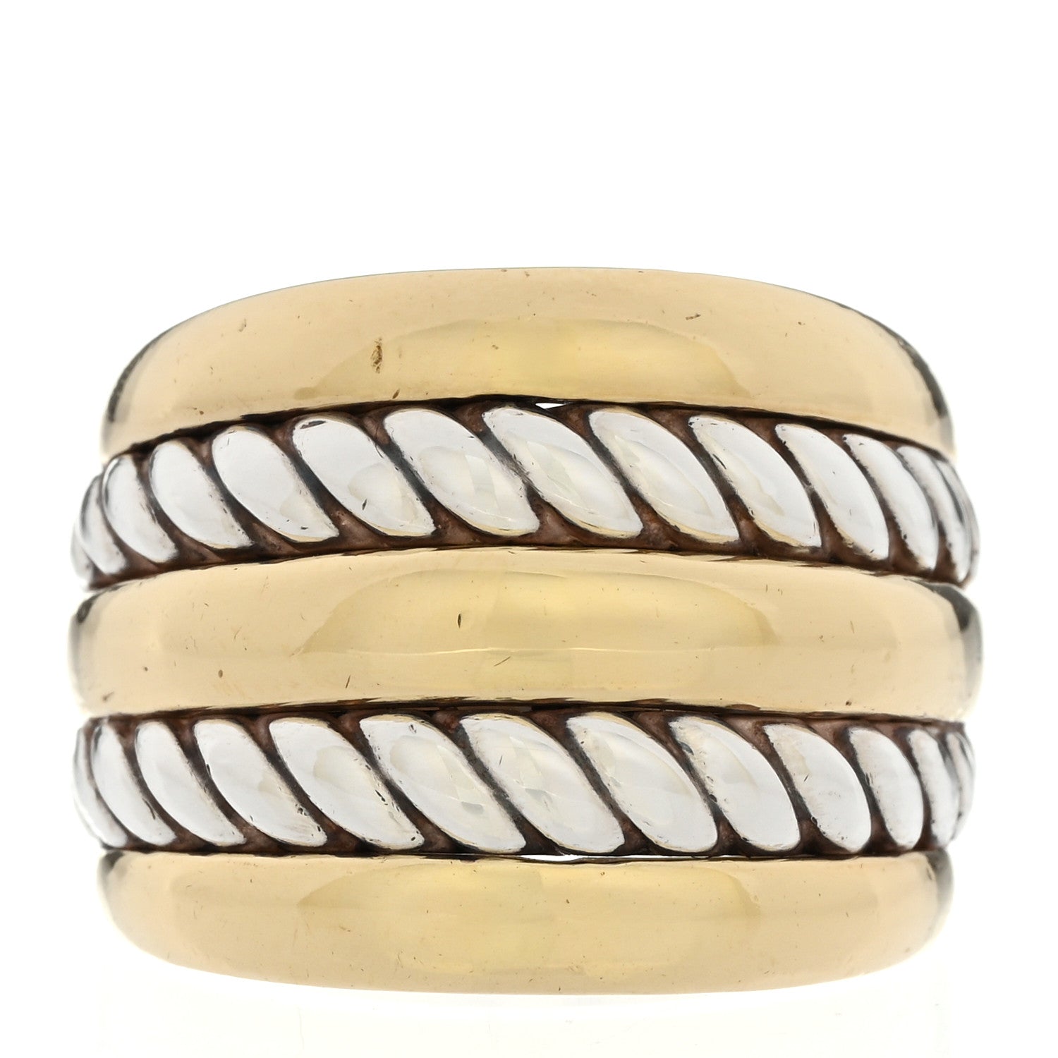 David Yurman Sterling Silver 18K Yellow Gold 18mm Five-Row Cable Ring 53 6.5 1 of 5