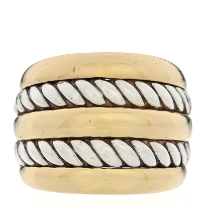 David Yurman Sterling Silver 18K Yellow Gold 18mm Five-Row Cable Ring 53 6.5 1 of 5