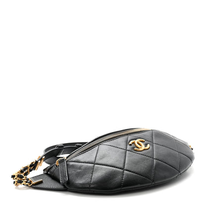 Chanel Lambskin Quilted Logo Letter Waist Bag Black 4 of 10