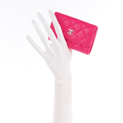 Chanel Lambskin Quilted Flap Card Holder Fuchsia 2 of 7