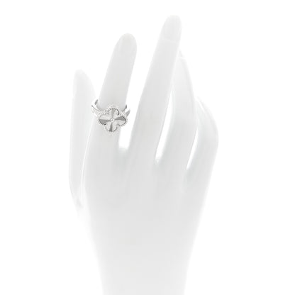 Van Cleef & Arpels 18K White Gold Guilloche Vintage Alhambra Ring 50 5.25 2 of 5