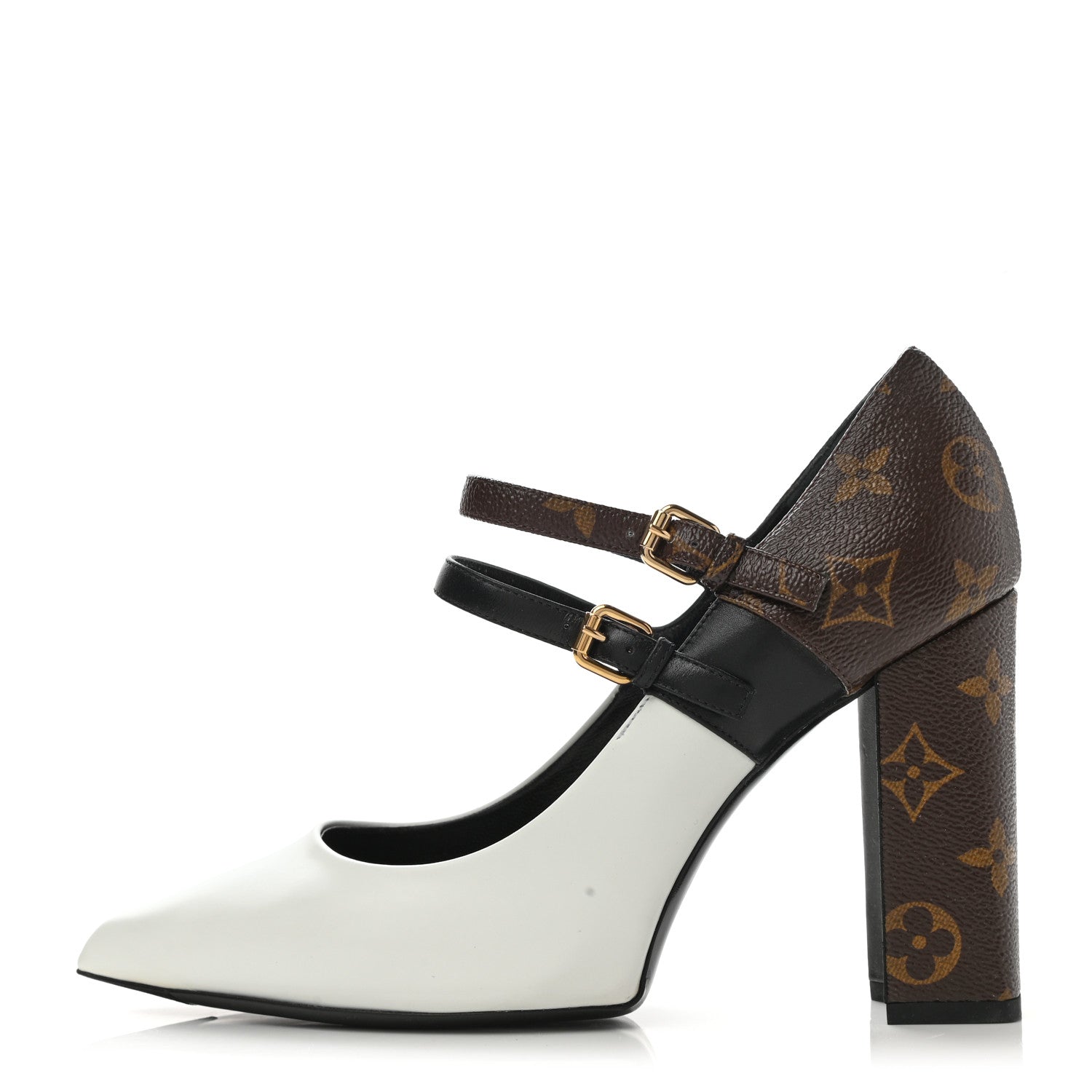Louis Vuitton Calfskin Monogram Matchmake Strap Pumps 38.5 Black White 1 of 8