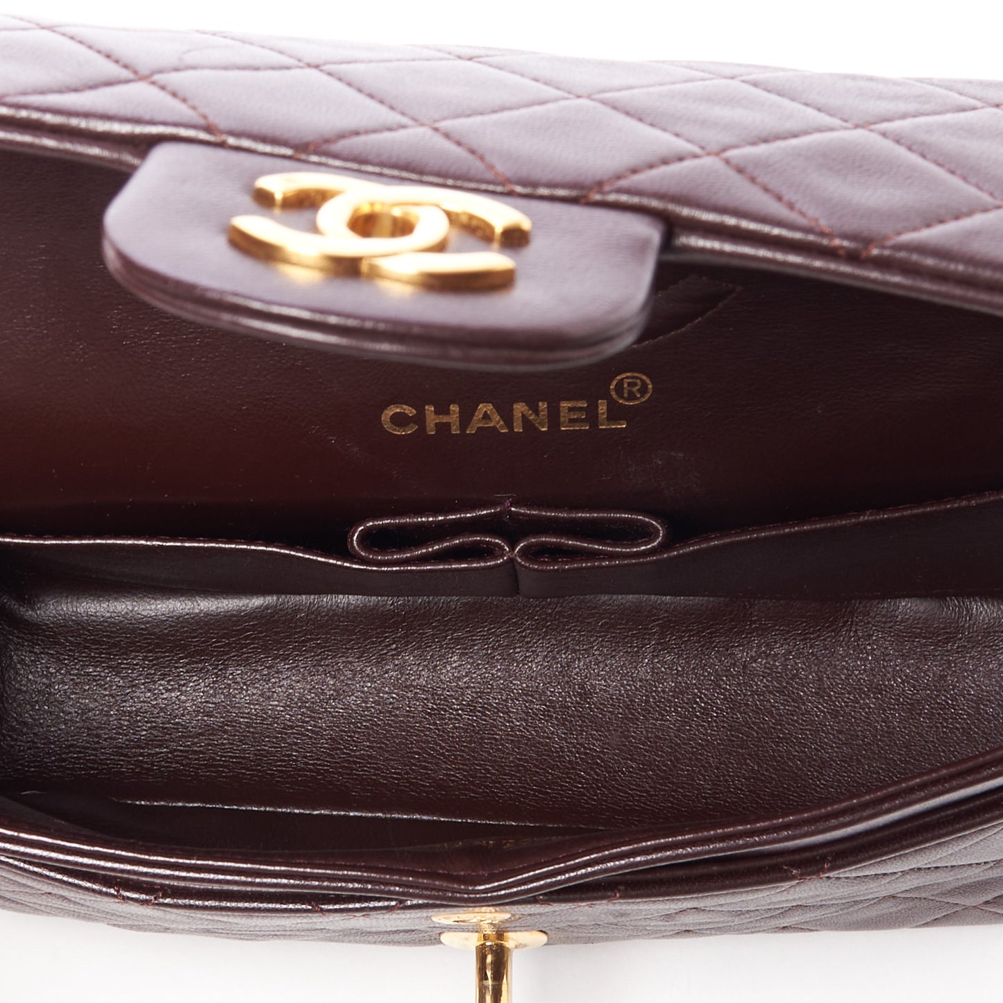 Lambskin Quilted Small Double Flap Burgundy