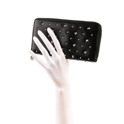 Alexander McQueen Nappa Studded Skull Zip Around Wallet Black 2 of 7