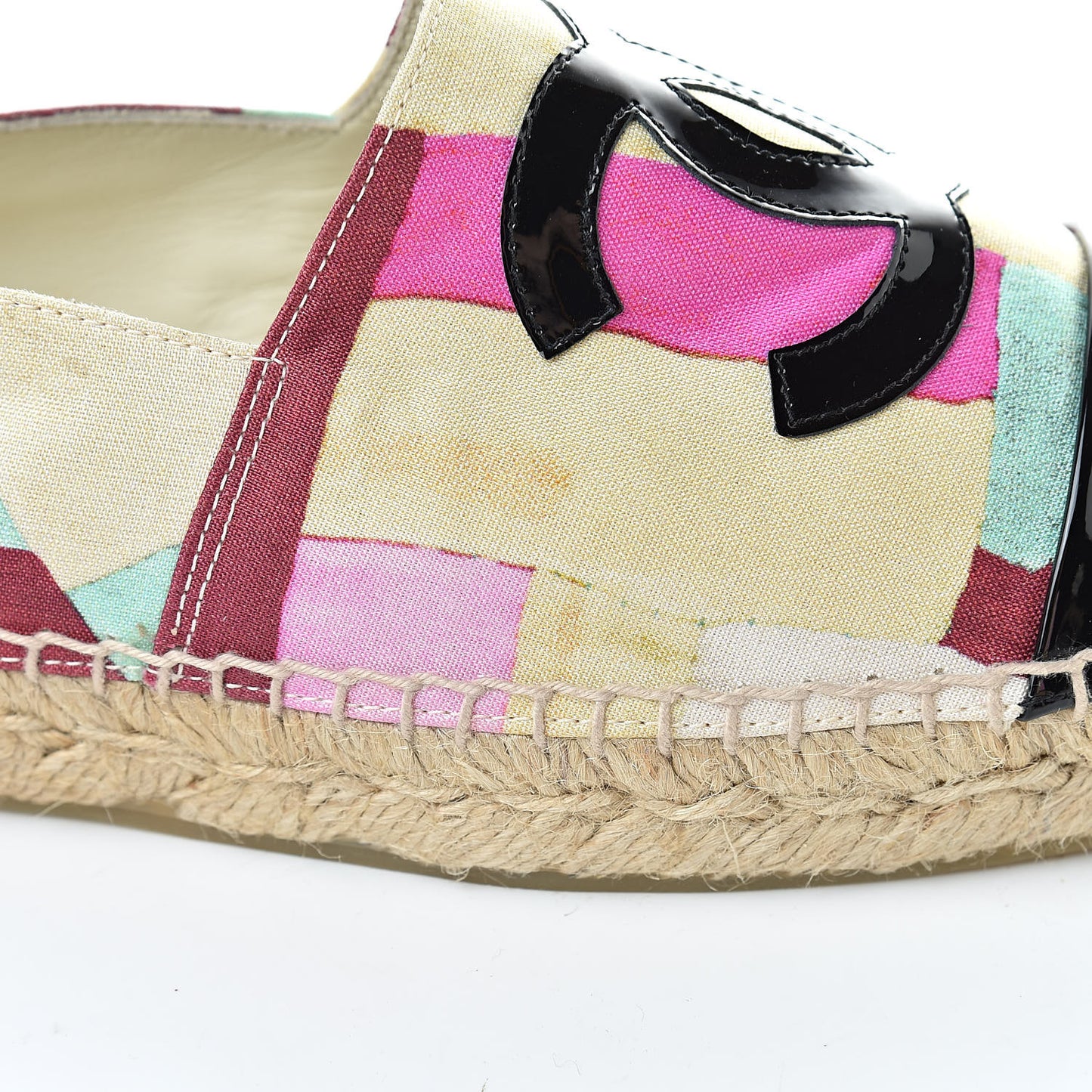Patent Fabric Striped CC Espadrilles 39 Multicolor Black