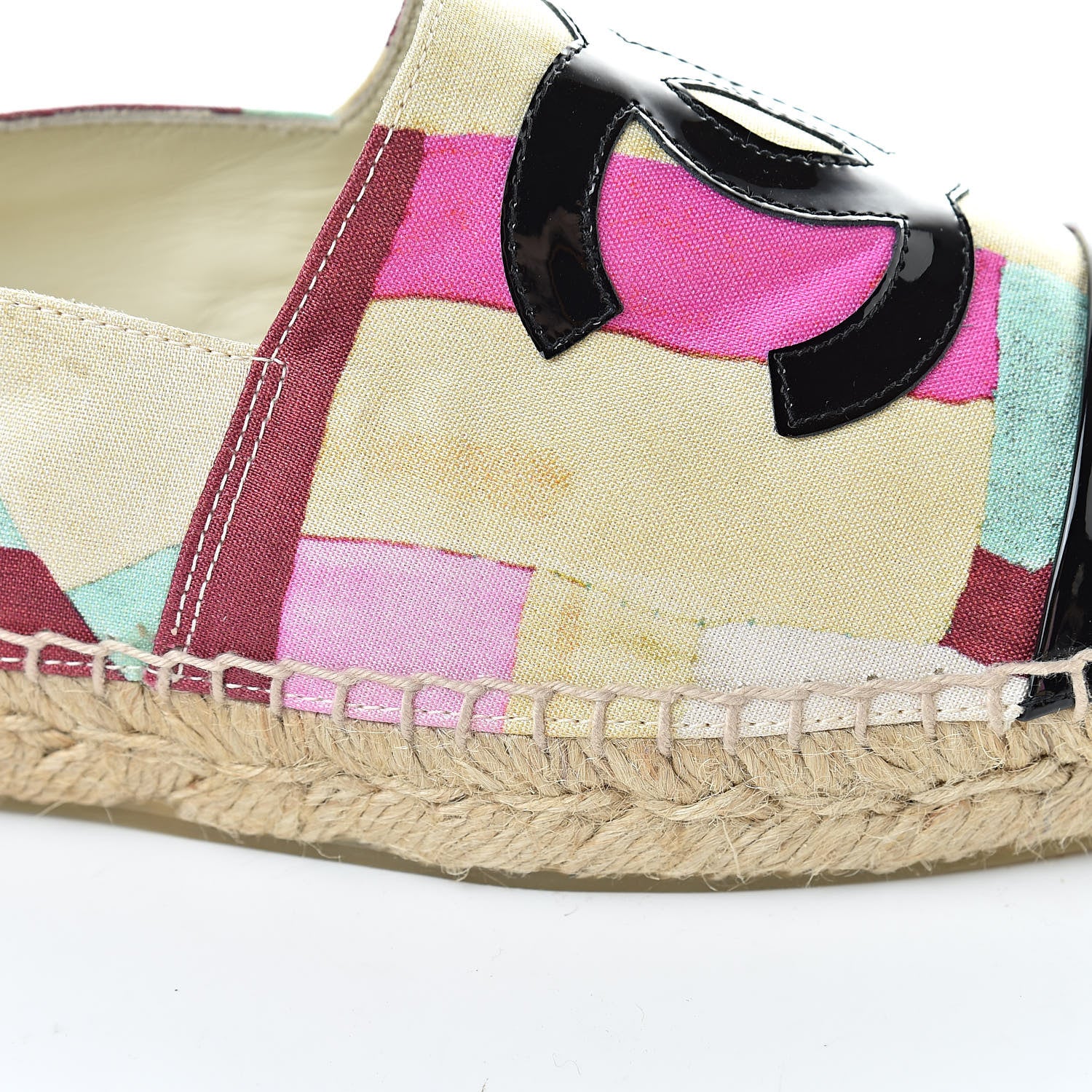 Chanel Patent Fabric Striped CC Espadrilles 39 Multicolor Black 12 of 13