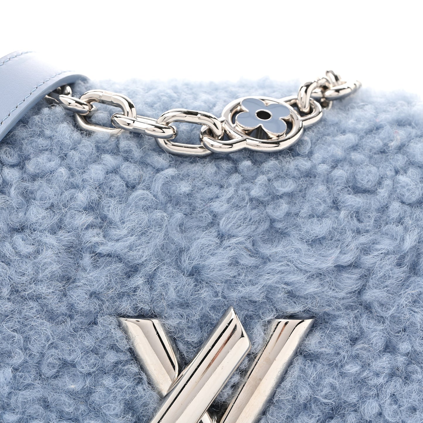Shearling Twist Shoulder Bag MM Blue