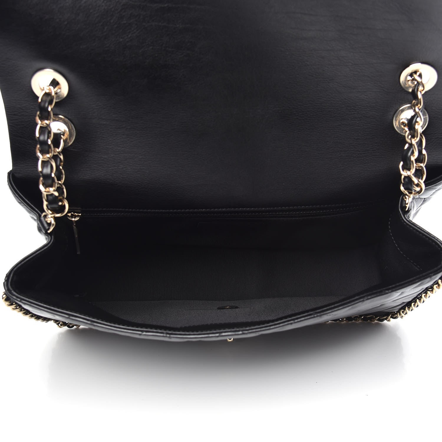 Chanel Crumpled Calfskin Quilted Large Chain All Over Flap Bag Black 6 of 11