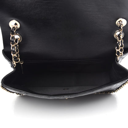 Chanel Crumpled Calfskin Quilted Large Chain All Over Flap Bag Black 6 of 11