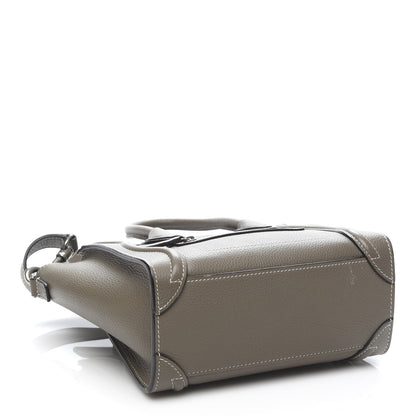 Celine Drummed Calfskin Nano Luggage Souris 4 of 12