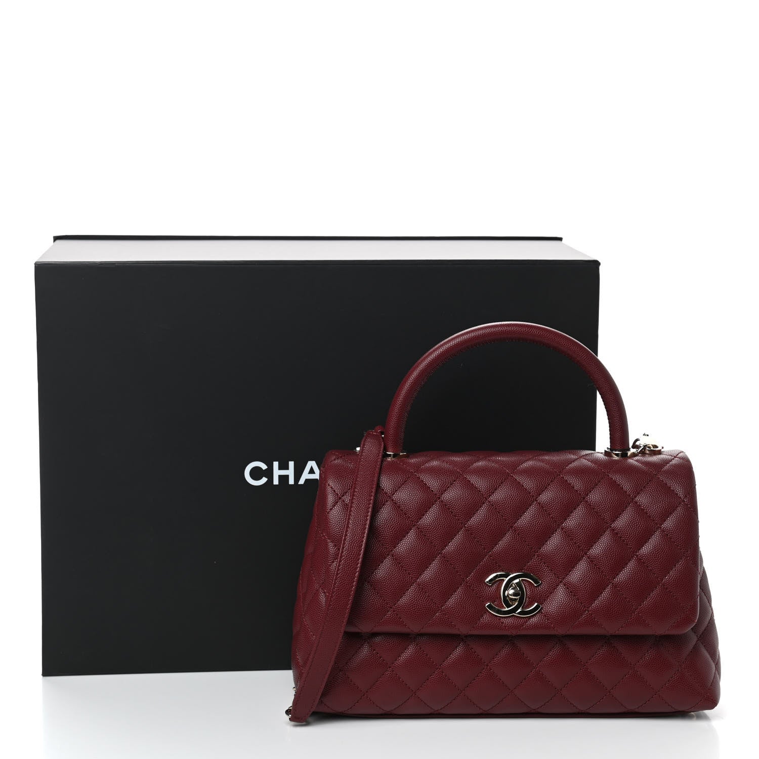 Chanel Caviar Quilted Small Coco Handle Flap Burgundy 11 of 11