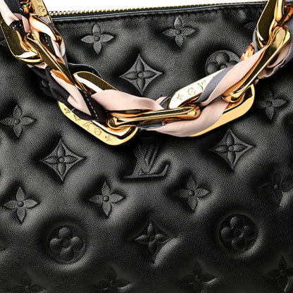 Louis Vuitton Lambskin Embossed Monogram Scarf Coussin PM Black 9 of 11