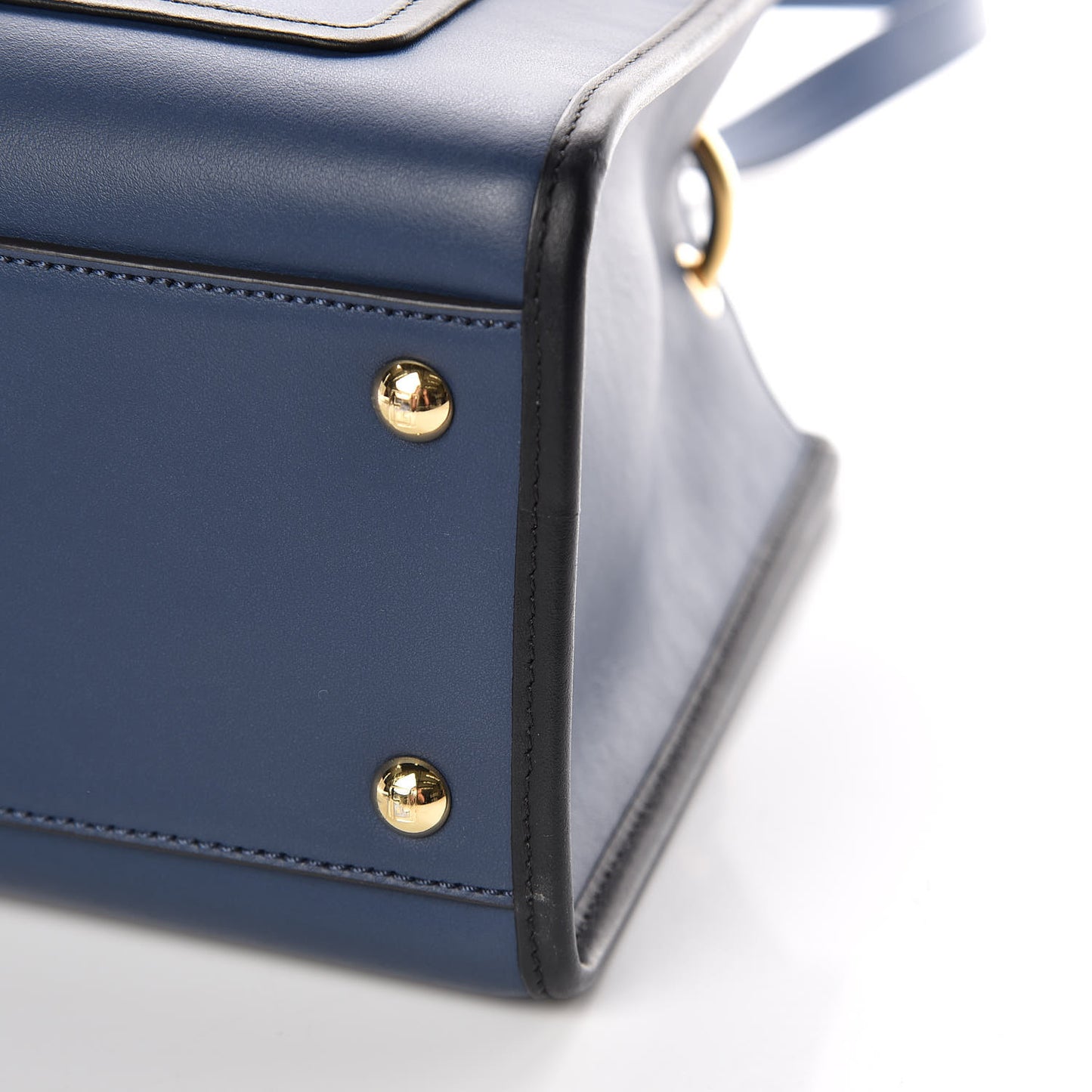 Vitello Century Opaco F is Fendi Bi-Color Small Runaway Satchel Blu Scuro Black
