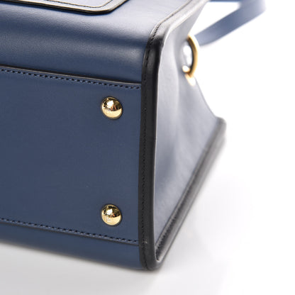 Fendi Vitello Century Opaco F is Fendi Bi-Color Small Runaway Satchel Blu Scuro Black 10 of 10