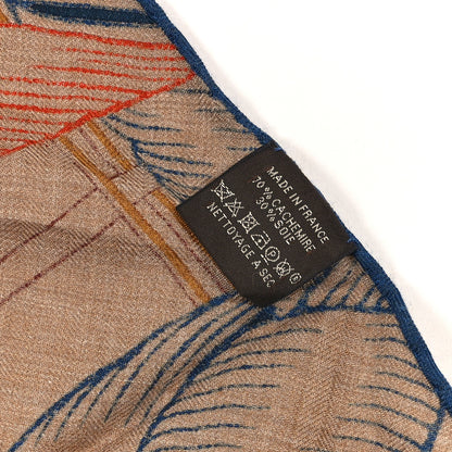 Hermes Cashmere Silk Masan & Masan Giant Triangle Scarf Tabac Orange Bleu 5 of 5