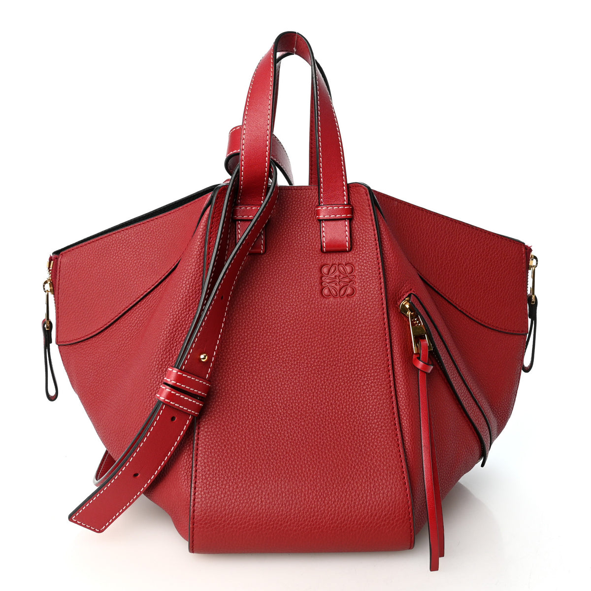 Grained Calfskin Small Hammock Shoulder Bag Raspberry