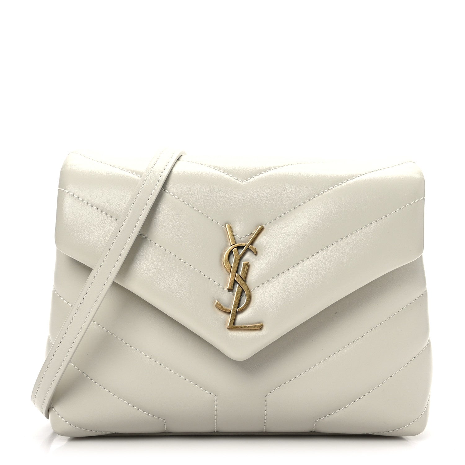 Saint Laurent Calfskin Y Quilted Monogram Toy Loulou Crossbody Bag Crema Soft 1 of 9