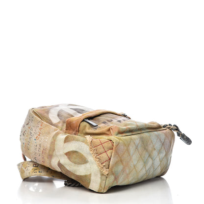 Chanel Graffiti Printed Canvas Medium Backpack Beige 3 of 9