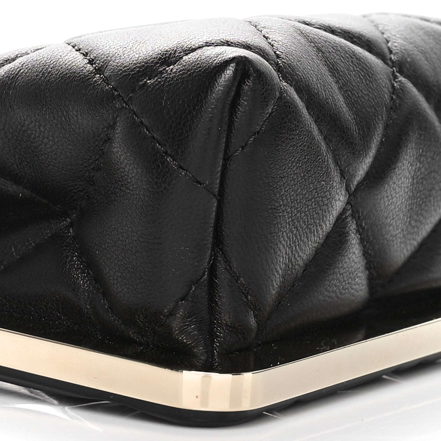 Chanel Lambskin Plexi Quilted CC Evening Clutch With Chain Black 9 of 11